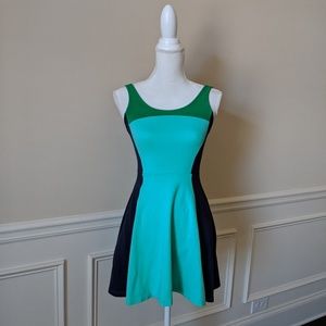 Fit and flare color block dress